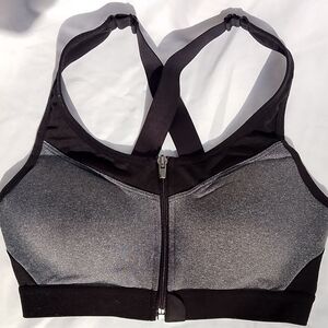 Aviva NWOT Padded Sports Bra  Racerback Zipper Front Extra Support XS/XCH (A-C)